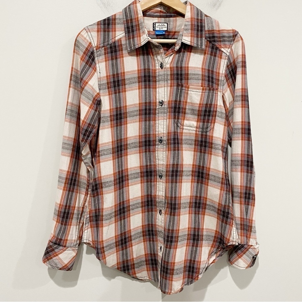 KAVU Plaid Flannel Shirt Button Down Fall Comfort Cabincore Outdoor Size XS